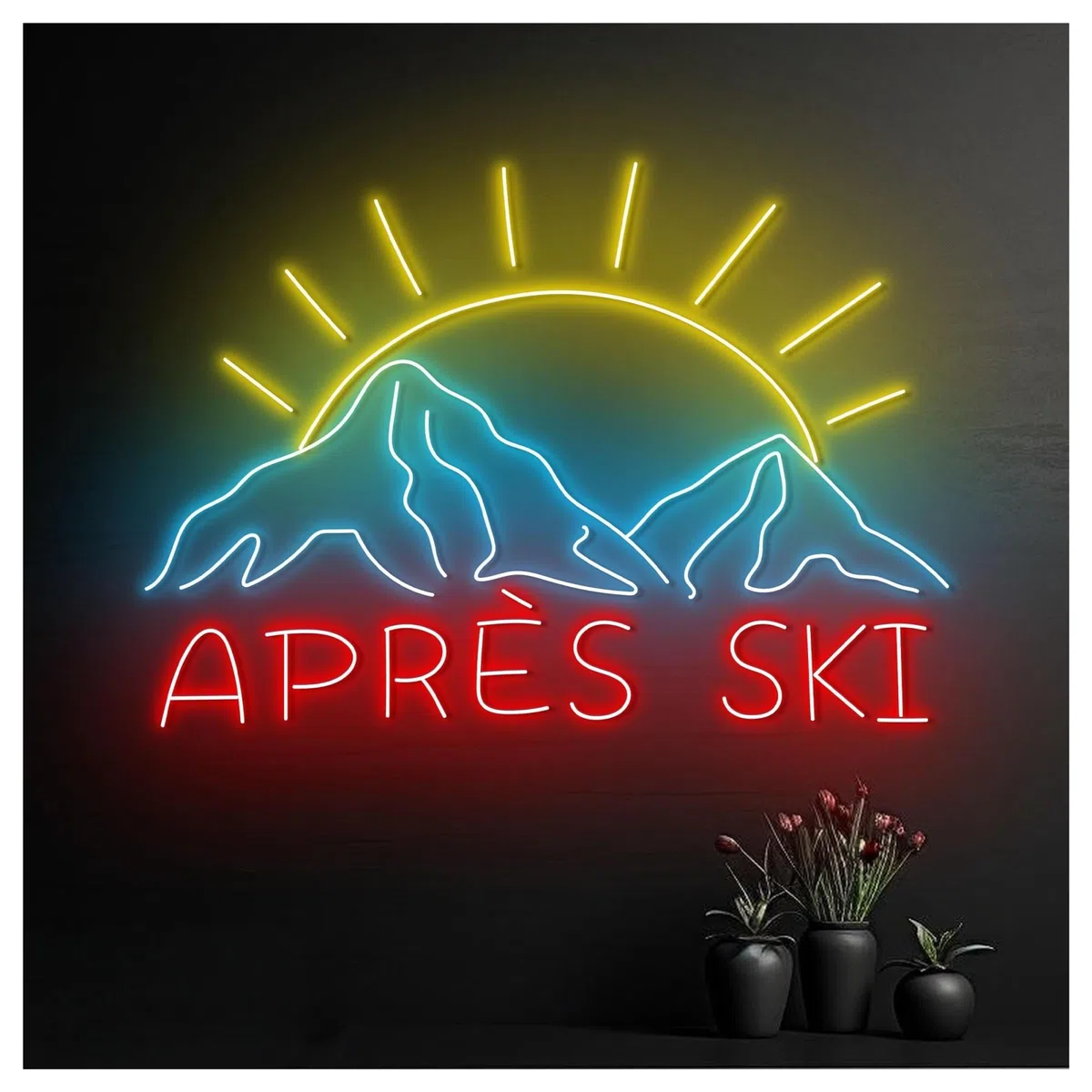 Insegna al Neon Insegna Al Neon Après Skida Parete Per La Casa, Luce A LED, Sport, Per Amanti Dello Sci, Arredamento Per Stanza Dei Giocatori, 58cm