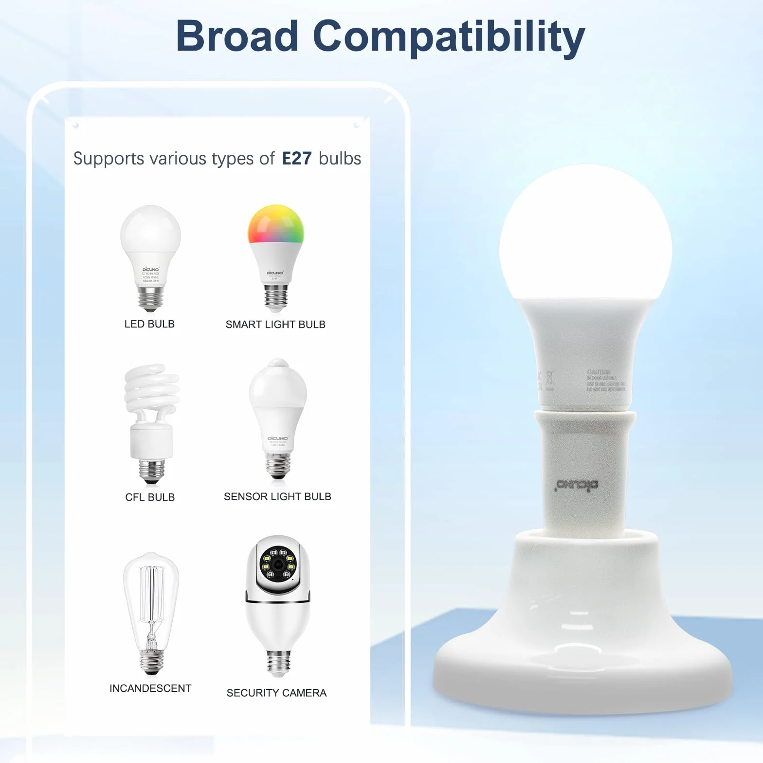 DiCUNO E27 Portalampada 5 CM extension, E27 Prolunga per presa lampada standard, Estensione della lampadina, Adattatore per portalampada, Pacchetto di 6
