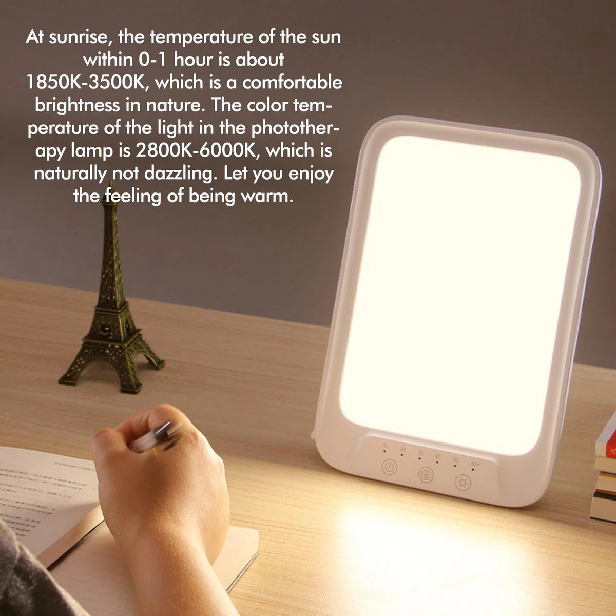 BORDEAG Lampada Di Luce Diurna 25000 Lux, 3 Temperature Di Colore, Senza UV, Controllo Tattile, Per Casa/Ufficio (Bianco)