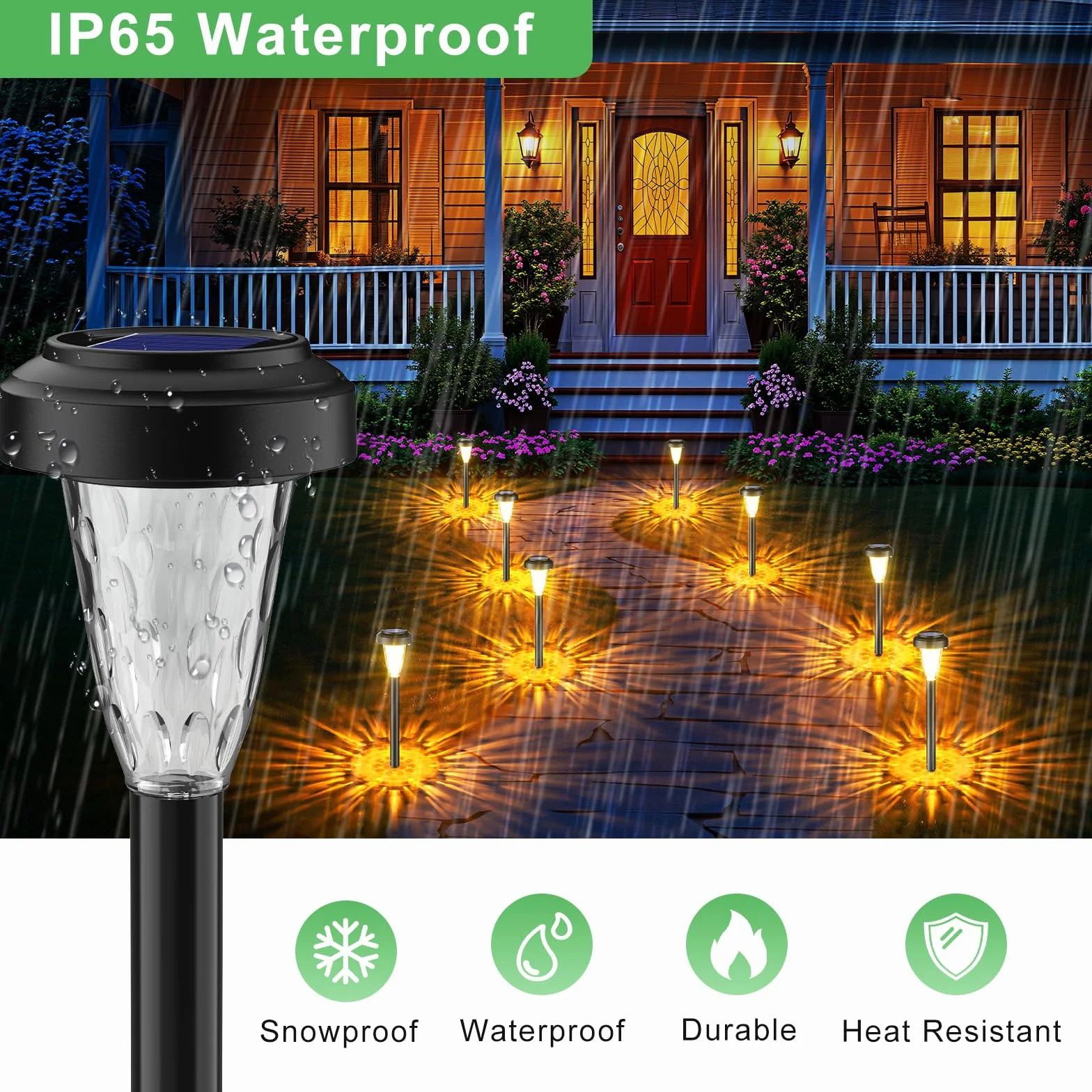 FIFlying Lampada Solare Giardino Esterno 8 Pezzi, 2 Modalità Bianca Calda Luci da Esterno Giardino Solare, IP65 Impermeabile Luci Solari Esterno per Giardino, Cortile, Sentieri, Prato, Paesaggio
