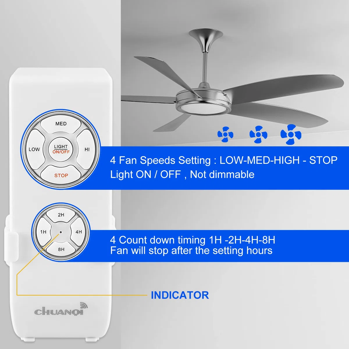 Ventilatore a soffitto universale Lampada Telecomando Kit e temporizzazione Telecomando wireless per ventilatore a soffitto per Home Office Hotel Display Hall Ristorante 220V