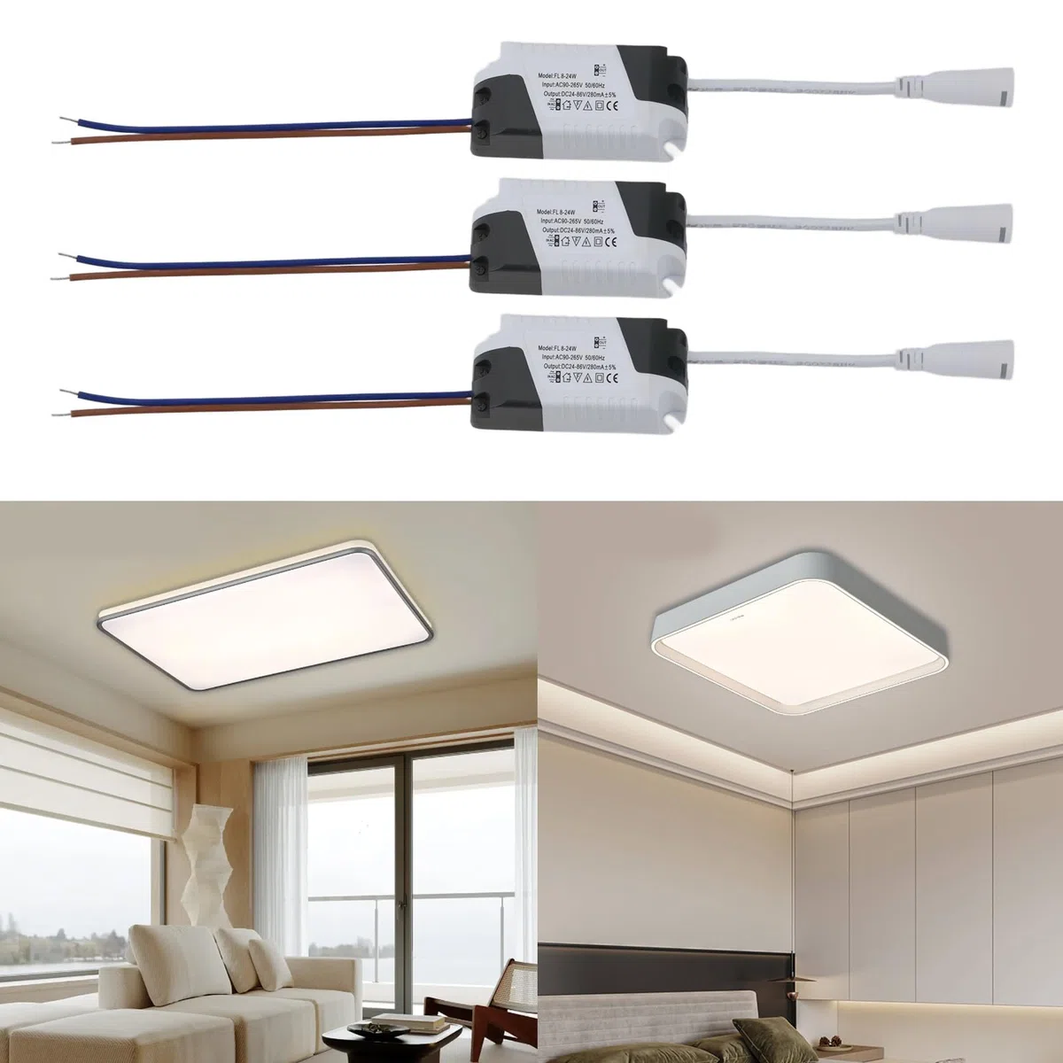 EMSea 4 Pz Pannello LED Alimentazione 8-24W Trasformatore Driver Alimentatore Non isolato Alimentazione 24-86V 280mA per Proiettore Luce di Soffitto Luce di Strada 75x34x20mm