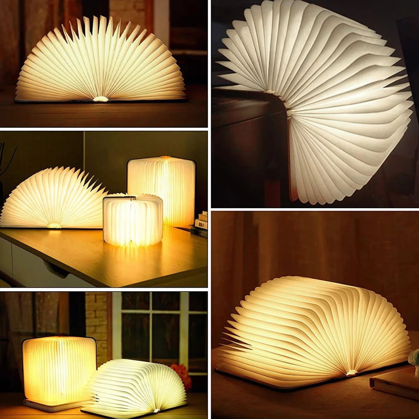Lampada da lettura a LED, lampada da libro pieghevole, illuminazione d'atmosfera bianca calda ricaricabile tramite USB, lampada da scrivania, luce notturna, lampada da comodino per la decorazione