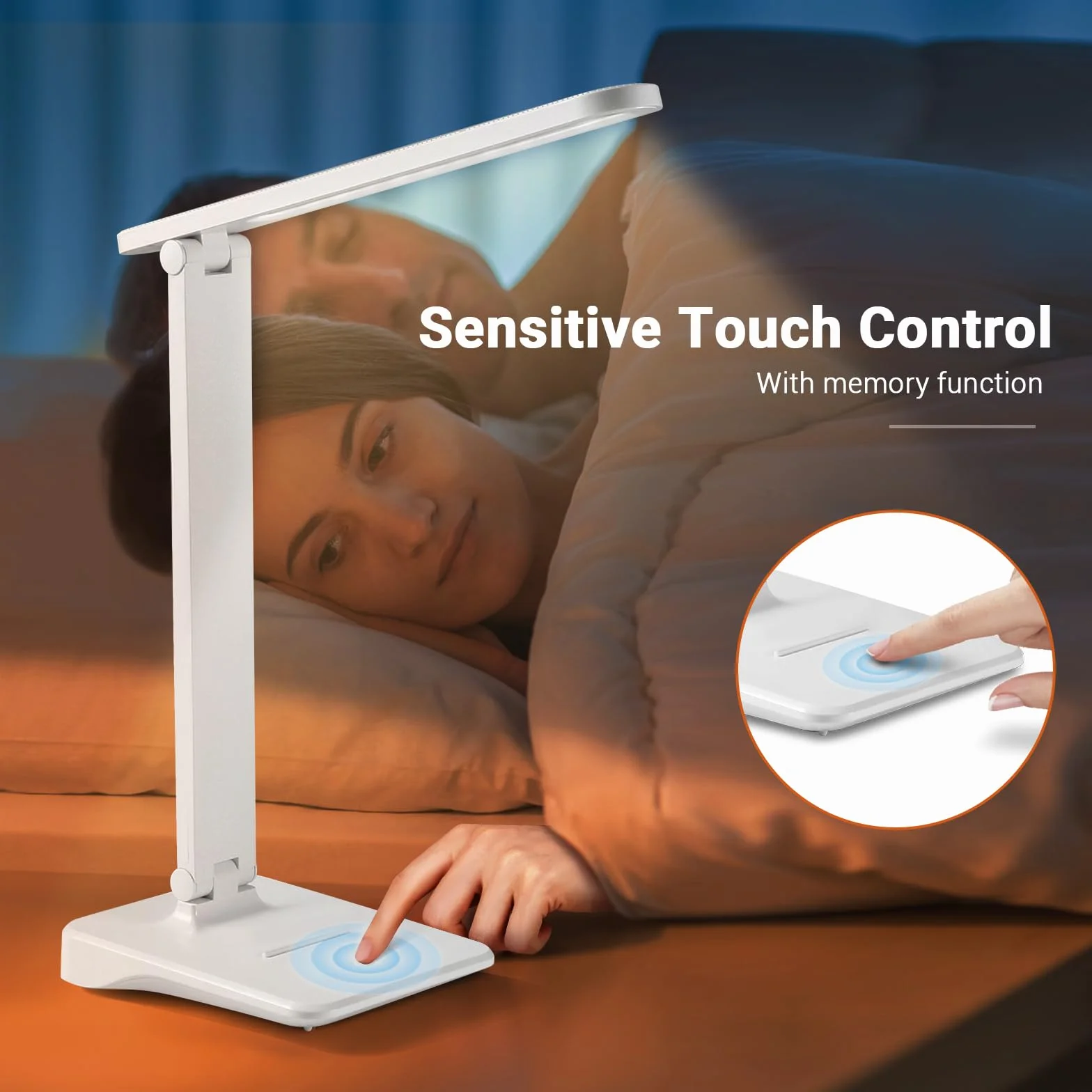 Diboniur Lampada da Scrivania LED, Senza Fili e 2400mAh Batteria, 3 Modalità Temperatura & Luminosità Regolabili 15 al 100%, Pieghevole, Tocca Controllo, Protezione per Gli Occhi, per Comodino Ufficio
