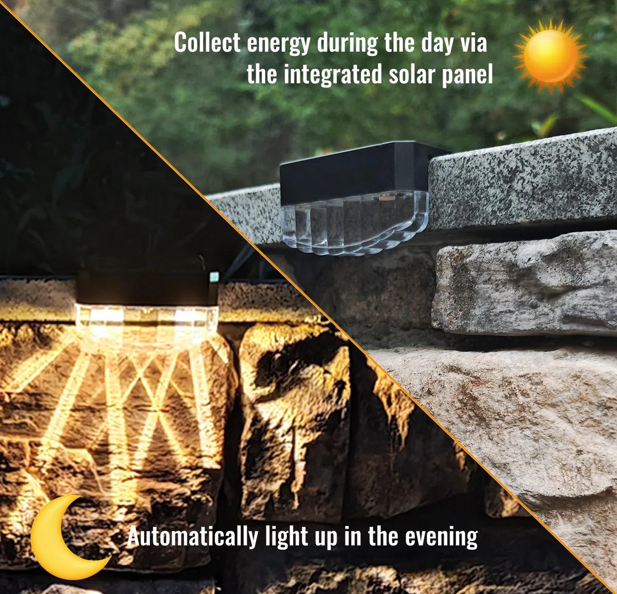 Lampada Solare Parete per Esterni,Confezione da 6 Luci Solari LED Impermeabili IP65 per Uso Esterno, Lampade Solari Bianche Calde Esterni,Decorazione del Terrazze, Balconi, Recinzioni, Giardino
