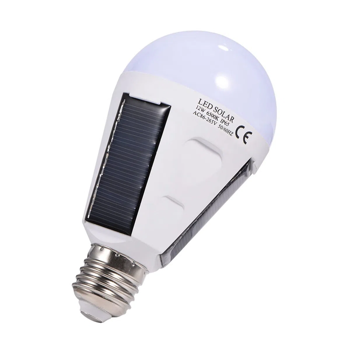 Lampadina LED Solare con Batteria da 1200 MAh, Attacco E27, Illuminazione Interna Esterna Impermeabile IP65 per Campeggio, Escursionismo, Uso di Emergenza 12 W Bianco Caldo (12W)
