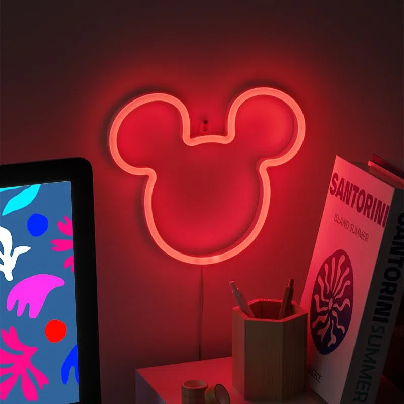 Paladone, Lampada da parete neon a LED con orecchie di Topolino della Disney, con licenza ufficiale e cavo di alimentazione, per casa, camera da letto, decorazione soggiorno, articolo cultura pop