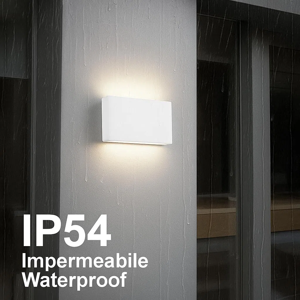 Applique da Parete LED 12W Lampada Moderna Rettangolare con Doppio Fascio Luminoso Up&Down 960 Lumen Luce Naturale 4000K per Interno Esterno IP54 (Bianco)