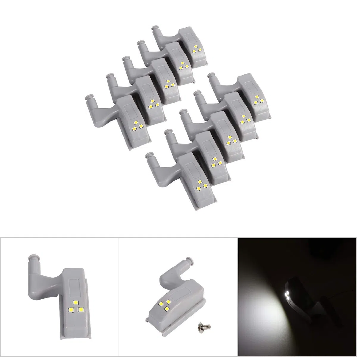 Luci a LED per Armadio, 10 Pezzi Illuminazione Sotto L'armadio Luce a Cerniera Universale Senza Fili con Sensore Intelligente Bianco Caldo/freddo Armadio Universale Armadio Guardaroba(bianco freddo)
