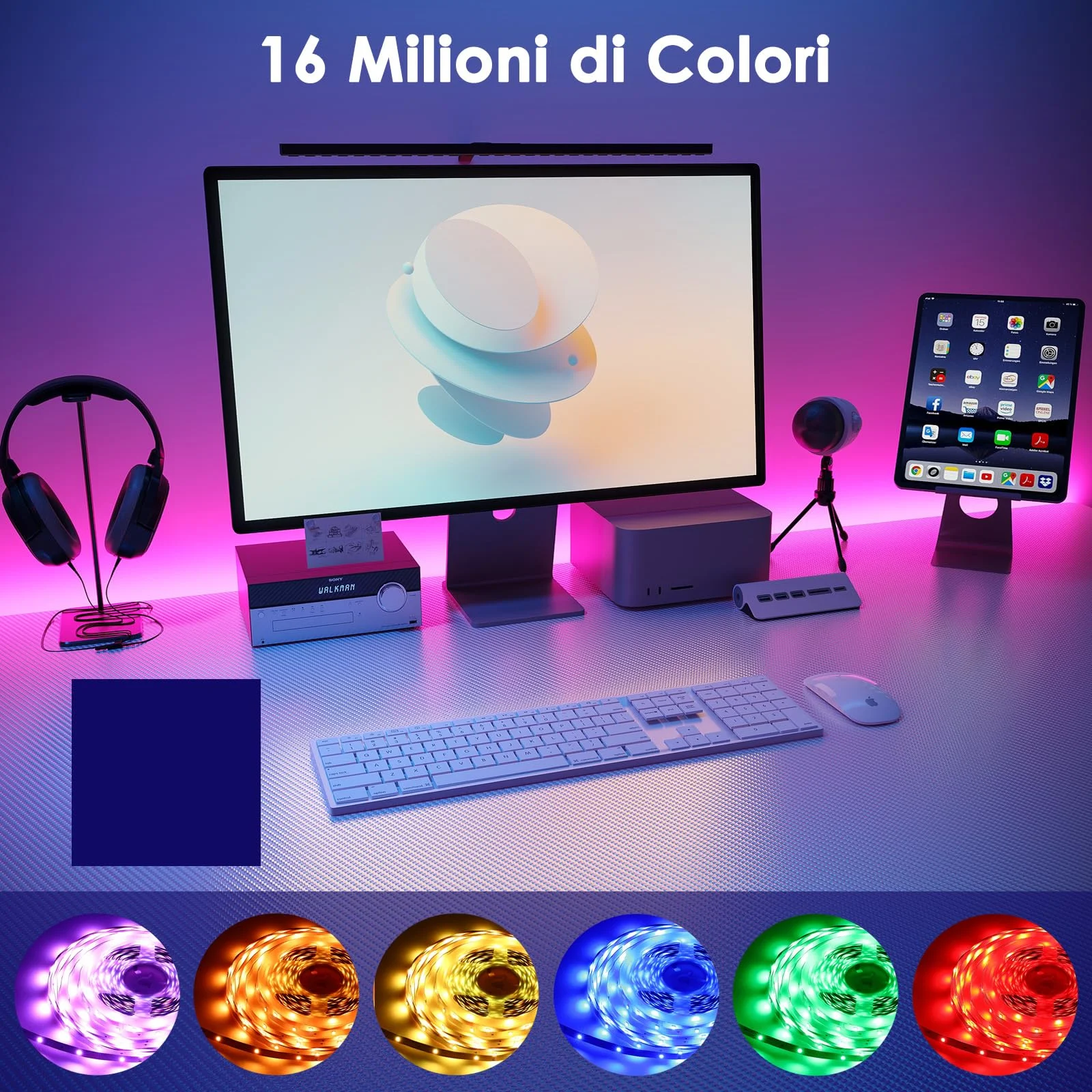 HOVVIDA Striscia LED 20m WiFi, Compatibile con Alexa e Google Home, 30 LED/metro, 2x10m, Luci RGB 24V 600 LED, APP e telecomando, modalità musica, LED per stanza, cucina, camera da letto, fest