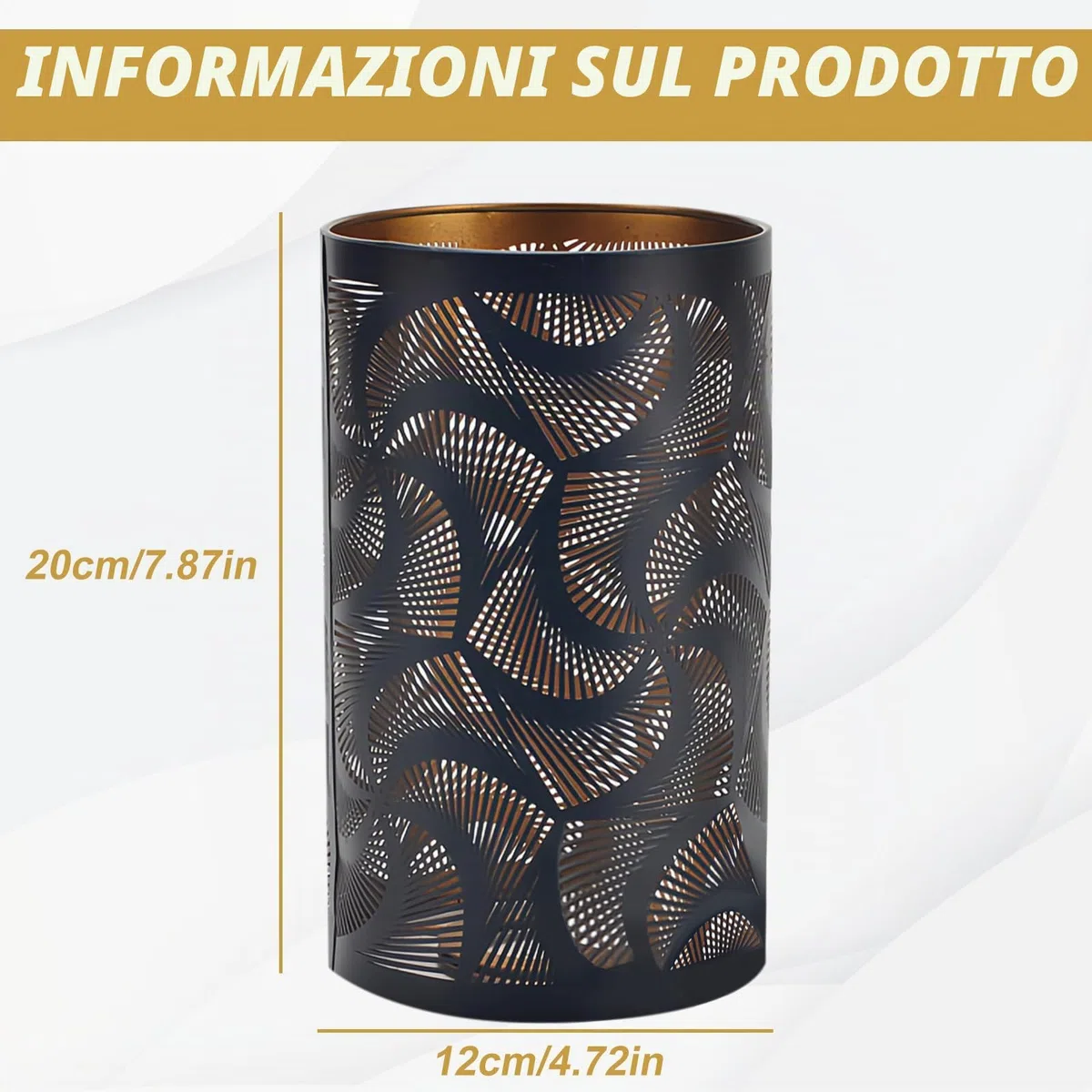 Paralume in metallo, paralume vuoto E27 per lampada da tavolo, paralume cilindrico in metallo intagliato vuoto, per lampada da terra, lampada da tavolo - Nero, 12 x 12 x 20 cm