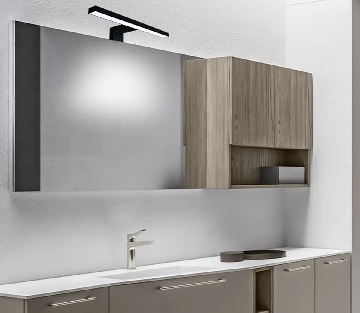 Lampada da Specchio LED Luce Bagno 30 cm 5W 230V 4000K / 6000K IP44 Mobili Cornice Armadio Trucco Applique Senza Sfarfallio Non Dimmerabile Bianco Naturale Neutro / Freddo (NERA 4000K - Luce Naturale)