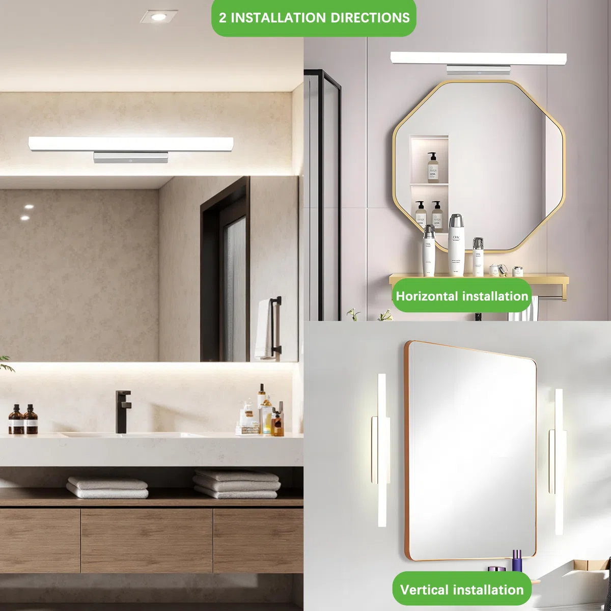 Lampada da Specchio Bagno 8W 40cm, IP44 Applique LED da Specchio Bagno, Luce bagno Parete, 800 Lumen,Luci da specchio 110-240V, Non-dimmerabile (Cromo,Bianco neutro 4000k)