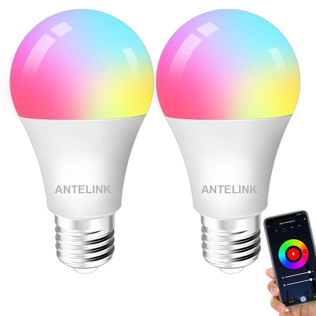 Lampadina Wifi Smart LED E27, 9W 1000lm Lampadina Alexa Dimmerabile, Multicolore 2700k-6500k, Compatibile con Alexa e Google Home, Smart Life/Tuya APP Controllo, 2Pz