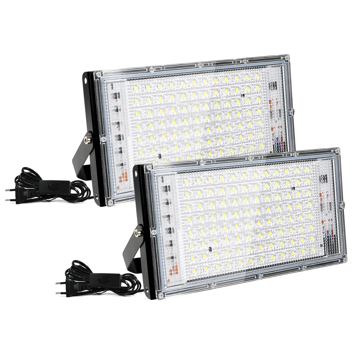 Faretto LED 100W Assen, 2 faretto Luce gialla calda 6500K, faretto LED 10000LM per interni, IP66 impermeabile, adatto per giardini, garage e stadi sportivi
