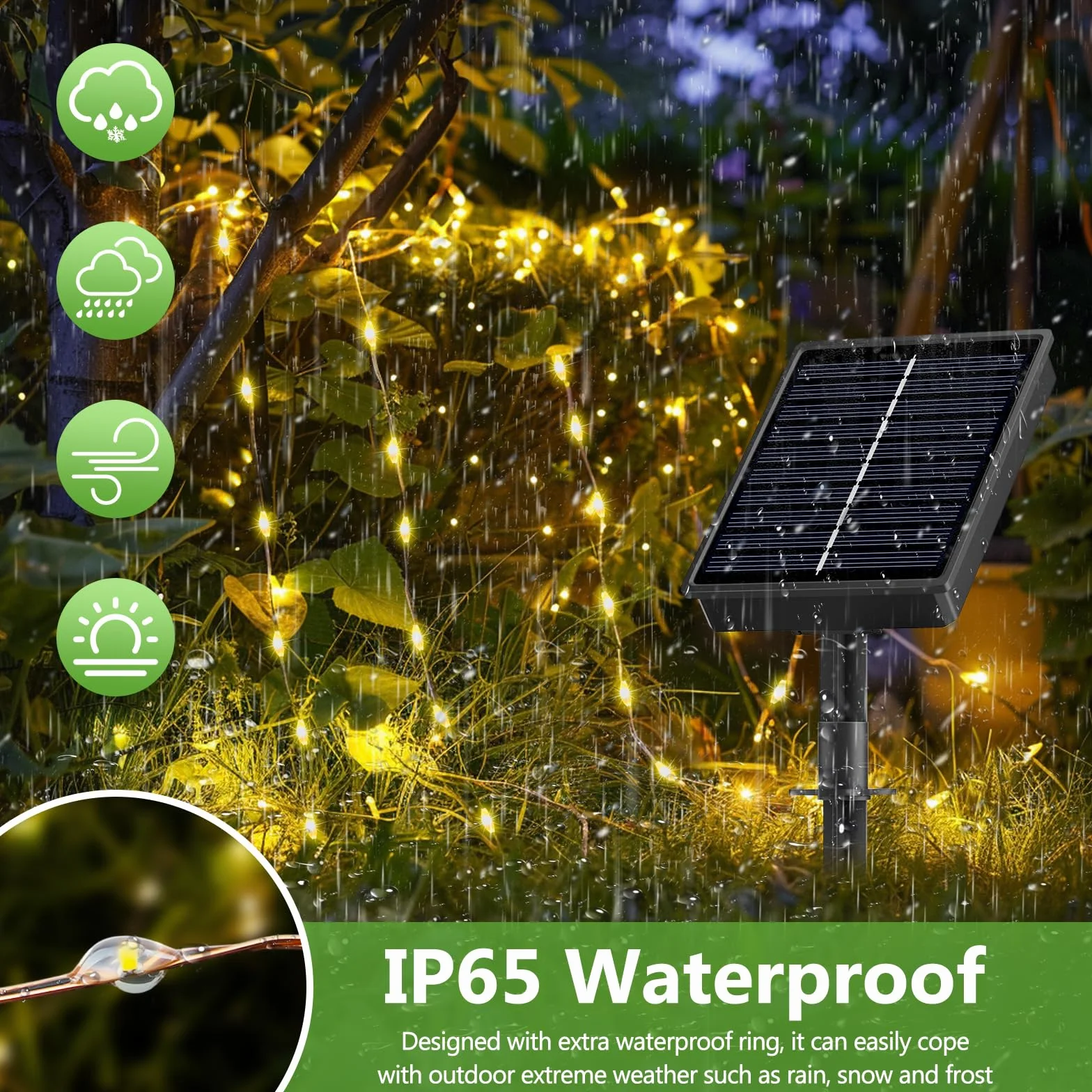 Luci Solari Esterno【3 Pacchi】12+2M 120LED Luci Solari da Giardino IP65 Impermeabili Bianco Caldo 8 Modalità, Catena Luc Solar Esterno Decorative Giardino Albero Patio Terrazze Festival Matrimoni
