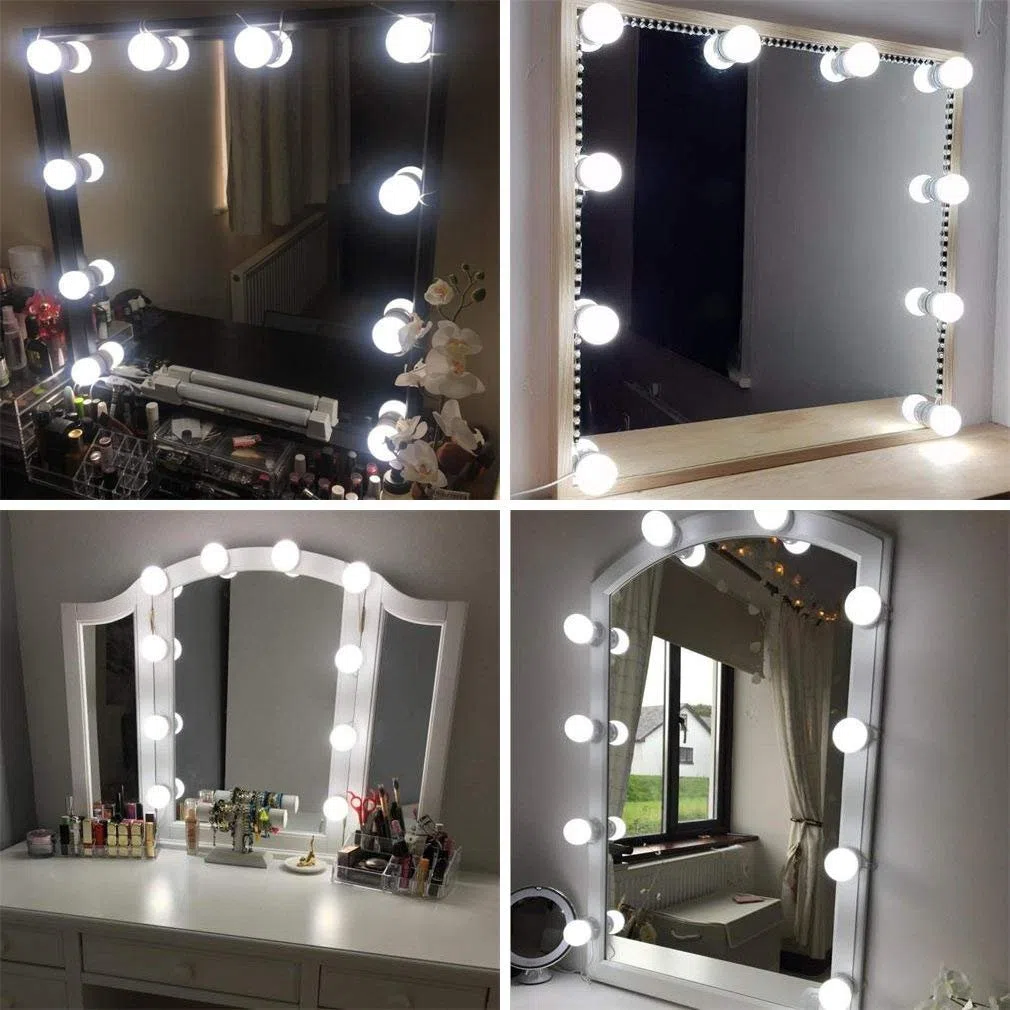 Luci Da Specchio, Kit Luci per Specchio Stile Hollywood per Trucco 10 Lampadine LED Dimmerabili Lampada da Specchio Cosmetico Lampada da Bagno, LED Luce Dello Specchio Con spina