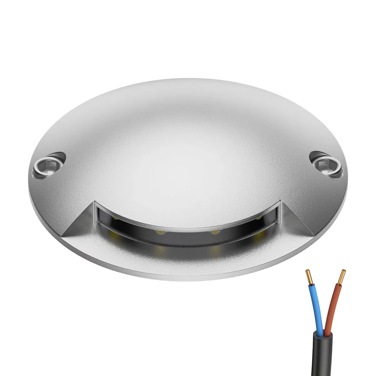 ledscom.de Luce di terra a LED, segnavia RUNDA per esterni, IP67, alluminio, rotonda, Ø 70 mm, bianco caldo