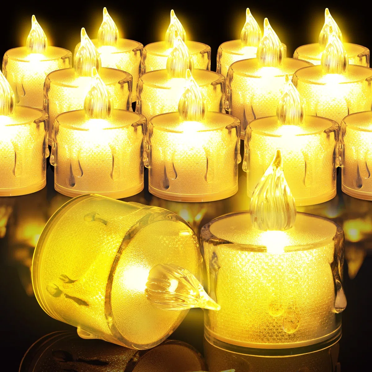 KATELUO Candele LED Fiamma Oscillante, 24 Pezzi Candele Tealight Luci a LED Candele Finte a Batteria, Candela Elettronica per Natale, Ringraziamento, Halloween, Matrimoni