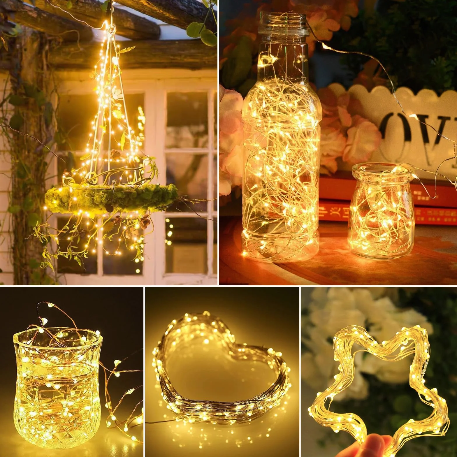 2 Pezzi Luci Solari Esterno, 12M+2M 120LED Catena Luminosa Esterno Solare, 8 Modalità, IP65 Impermeabile Filo di Rame, Decorazione per Giardino, Cortile, Patio, Albero, Natale(Bianco Caldo)