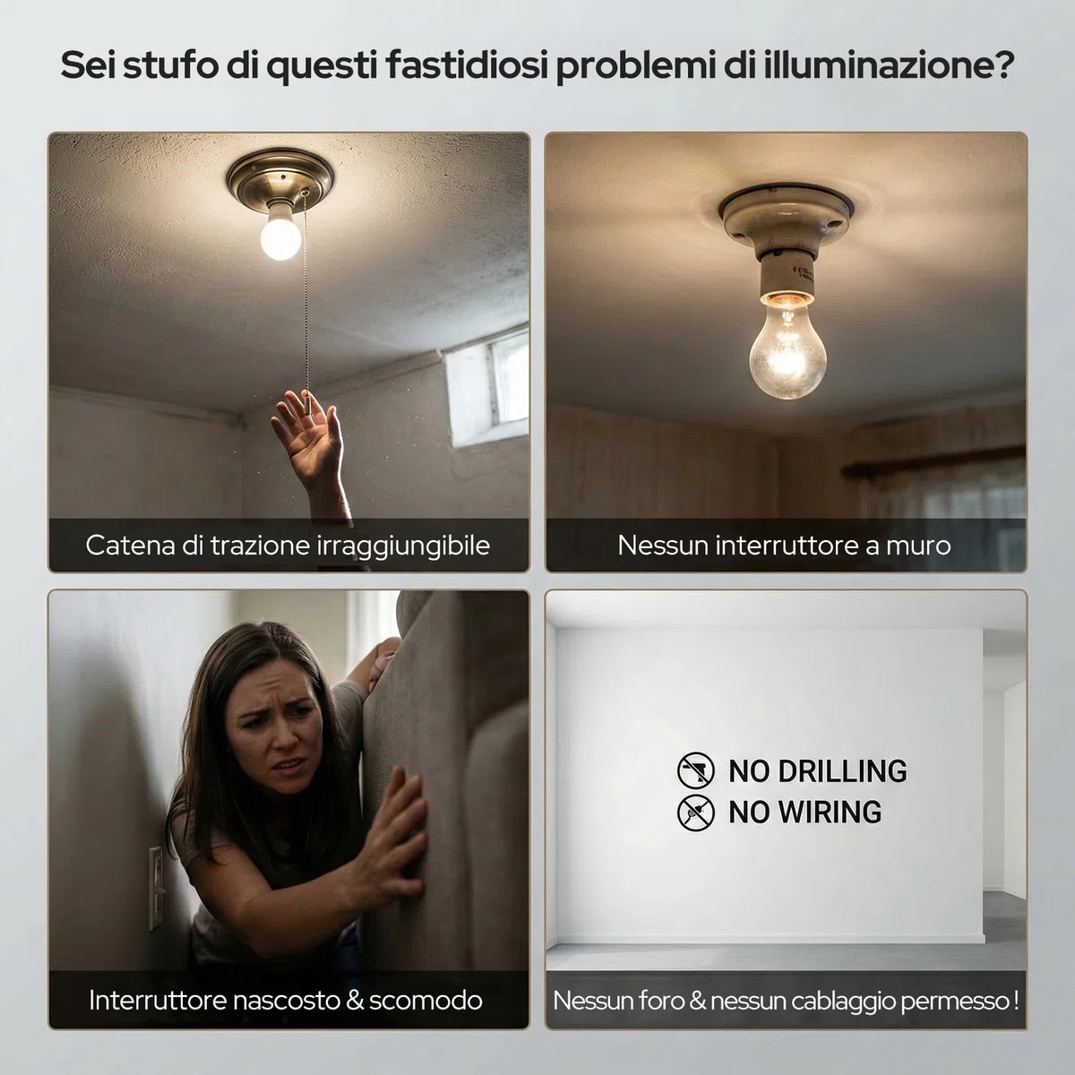 LoraTap Portalampada Wireless con Telecomando,Adattatore Portalampada E26/E27 per Lampade da Soffitto, Armadi e Lampade a Catenella, Base Portalampada a Spina, Interruttore Lampada Telecomando,60W Max