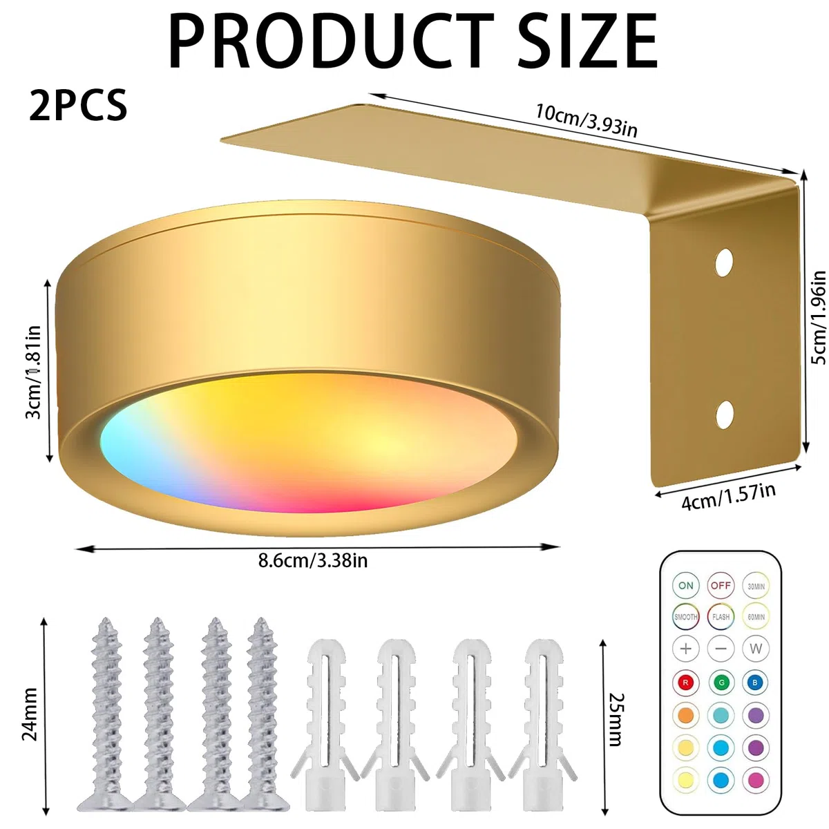 YOUYIKE 2 Luce per Quadri Senza Fili con Telecomando, 13 Modalità di Illuminazione, Illuminazione a Batteria, Quadri Lampada, Applique Quadro Luci per Esposizione Pittura Vetrina (Oro)