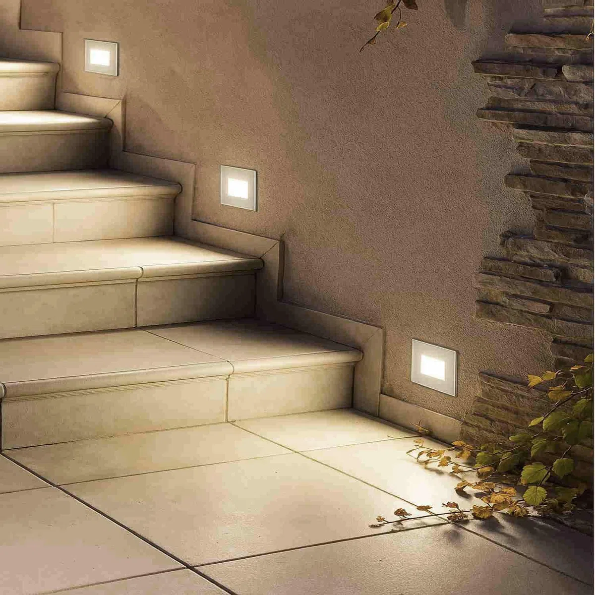 Segnapassi LED in vetro da Incasso per Scatola 503 CCT 3000K 4000K 6500K IP65 Esterno Interno 220V 4W 150 Lumen Bianco – Luce Selezionabile per Scale, Pareti, Muri, Vialetti – Design Moderno (Bianco)