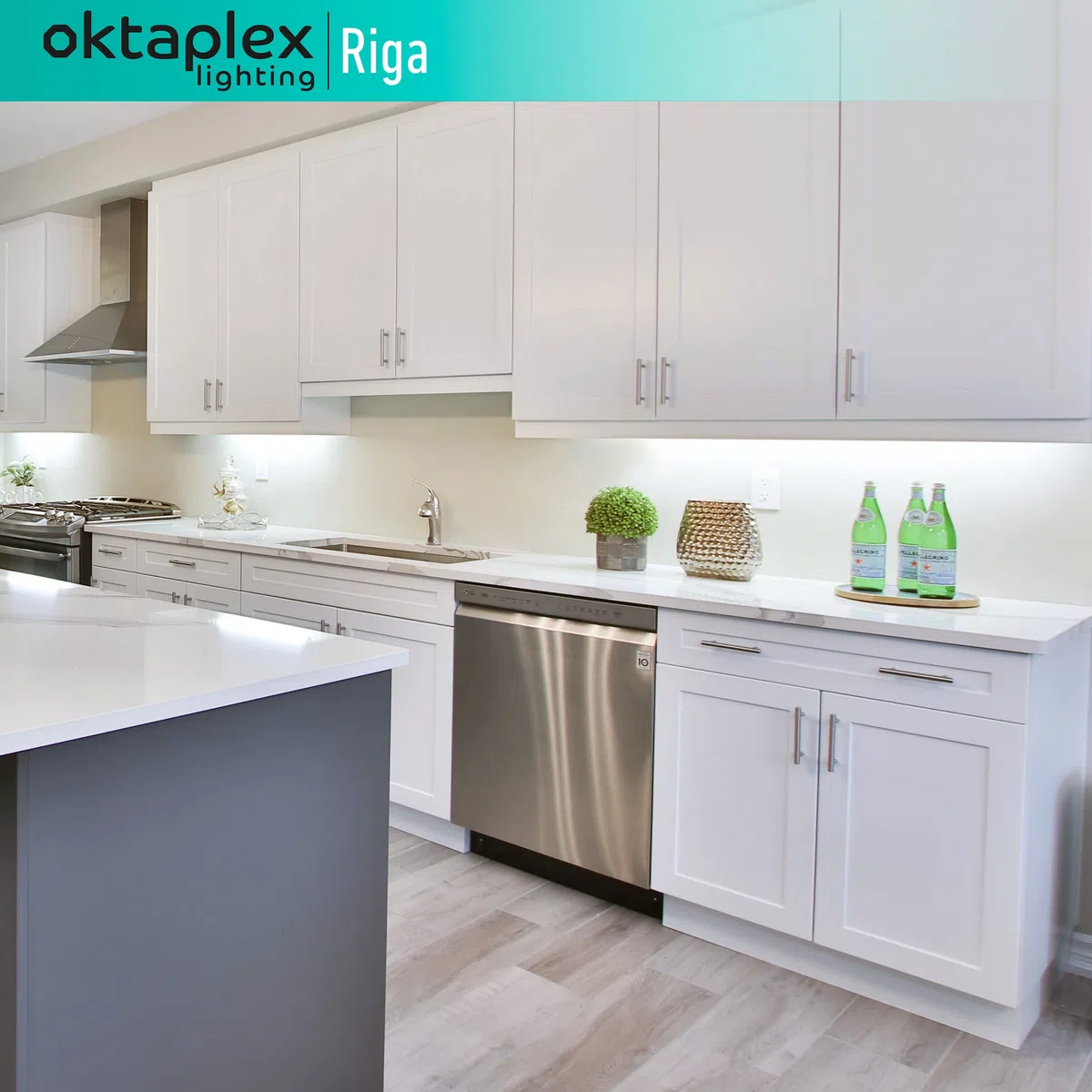 Oktaplex sottopensile cucina LED | Riga 13W sottopensile con interruttore | bianco caldo 3000K estensibile | lunghezza: 84cm