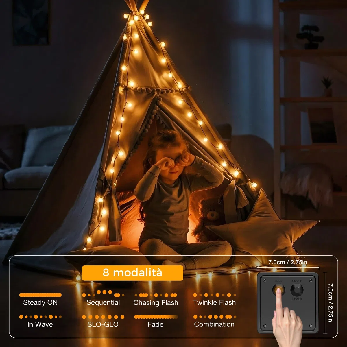 HeiPard Catena Luminosa Esterno Solare 11m 60 LEDs, Luci Solari da Giardino con 8 Modalità e Memoria, IP65 Impermeabile, Lucine da Energia Solare Decorative per Terrazzo Balcone Gazebo Festa