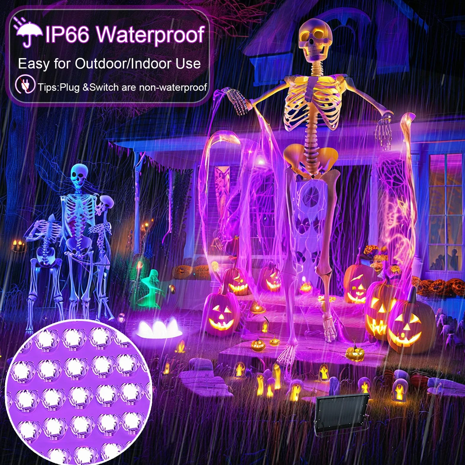 50W Faretto UV LED, 395-400nm LED Luce Nera, IP66 Impermeabile Luce Nera UV, Lampada uv Con Interruttore per Halloween, Pittura Del Corpo, Poster Fluorescente, Bar, Acquario, Festa Al Neon