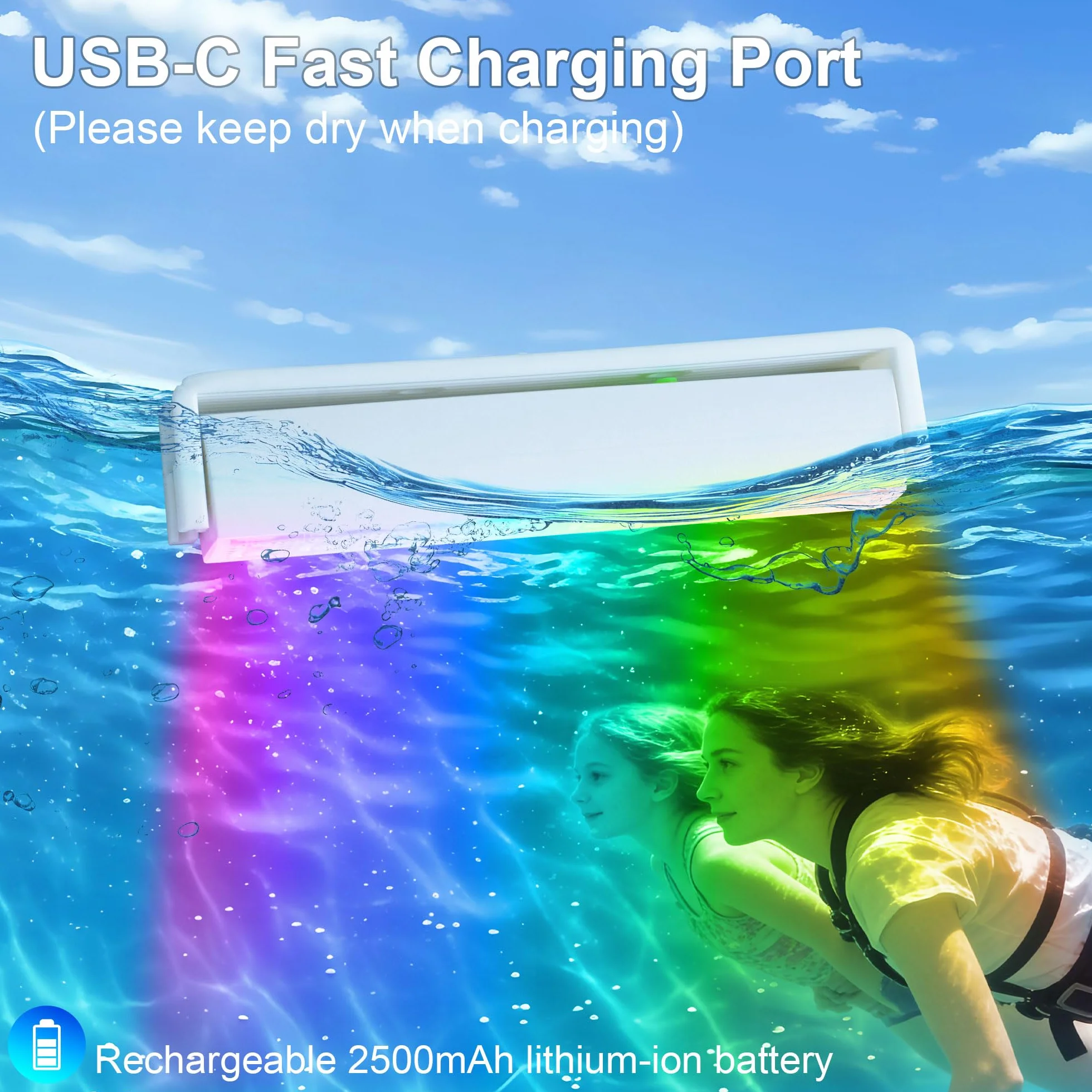 Luce LED subacquea per piscina senza fili e ricaricabile, lampada sommergibile con telecomando, 8 modalità di illuminazione, IP68 impermeabile piscina fuori terra, stagni e feste (set di 2)