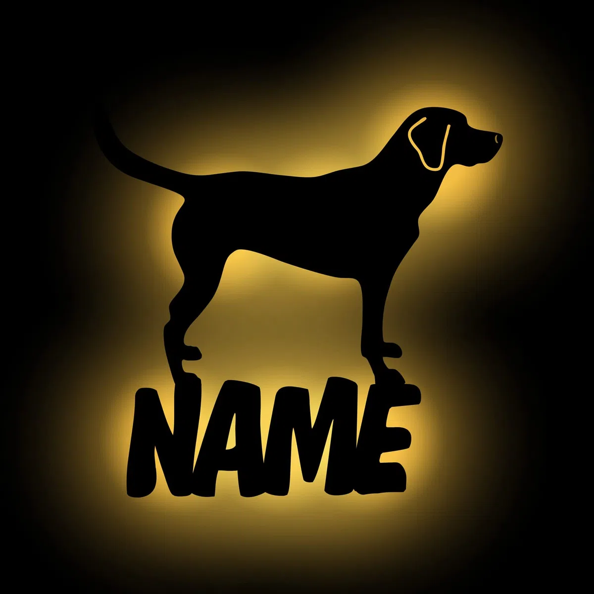 Schlummerlicht24 Snooze licht24 LED Labrador Cane lampada decorativa notte luce lampada con nome di N – Accessori regalo insolito e per tutti gli appassionati di cani Cane Cucciolo di N in Nero