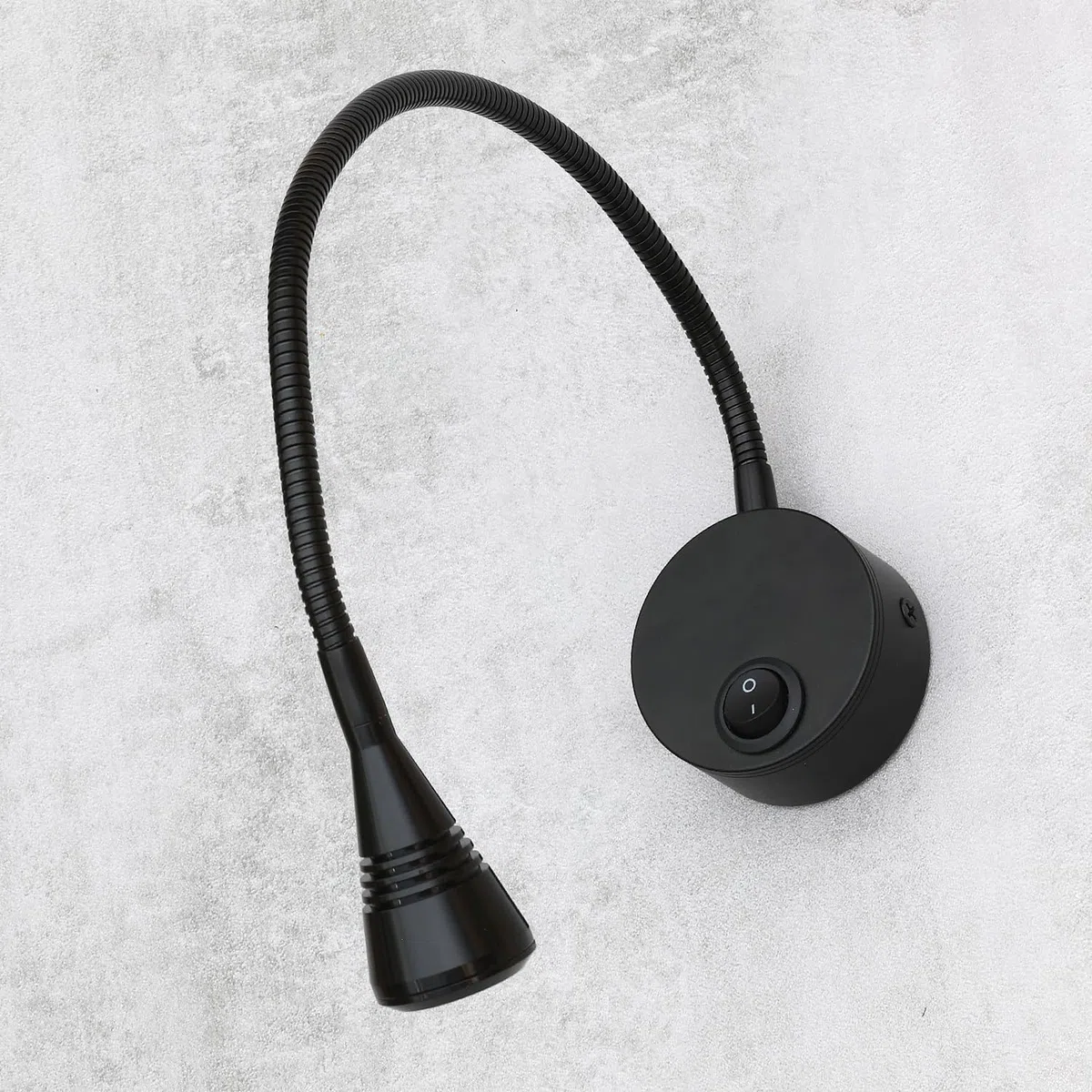 Kwazar Luminaire - Lampada da Parete con Interruttore da Lettura da Parete - Lampada a Collo di Cigno LED, 3W, Bianco Neutro 4000K, 180lm - Lampada per Camera da Letto, Soggiorno, Ufficio - LORIS Nero
