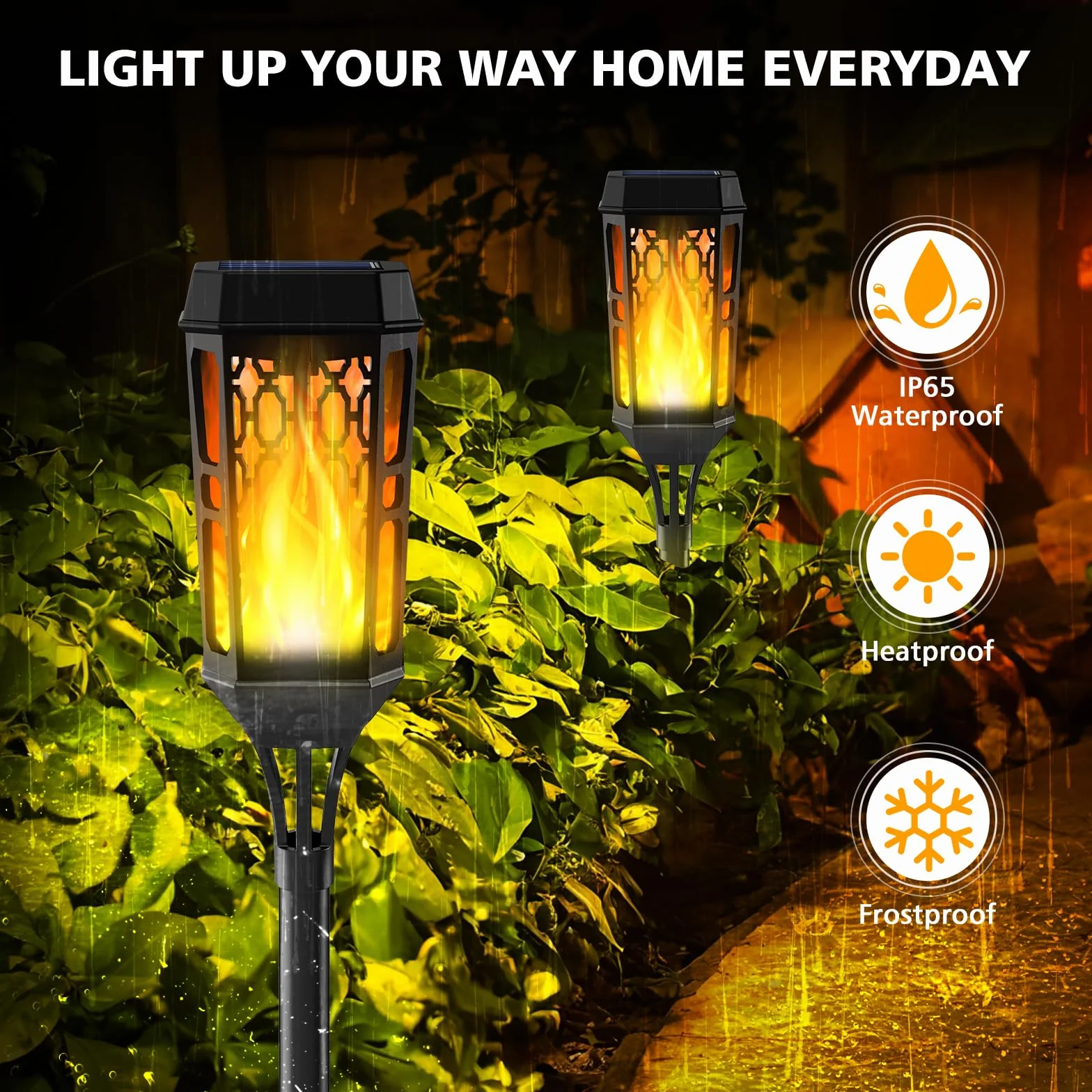 Solari Fiamma Luci, Lampade Solari da Giardino, 6 Pezzi 12 LED Lampada Solare da Esterno, IP65 Luci Solare Esterno impermeabile Decorazione per Giardino Cortile Prato Patio (Giallo 4)