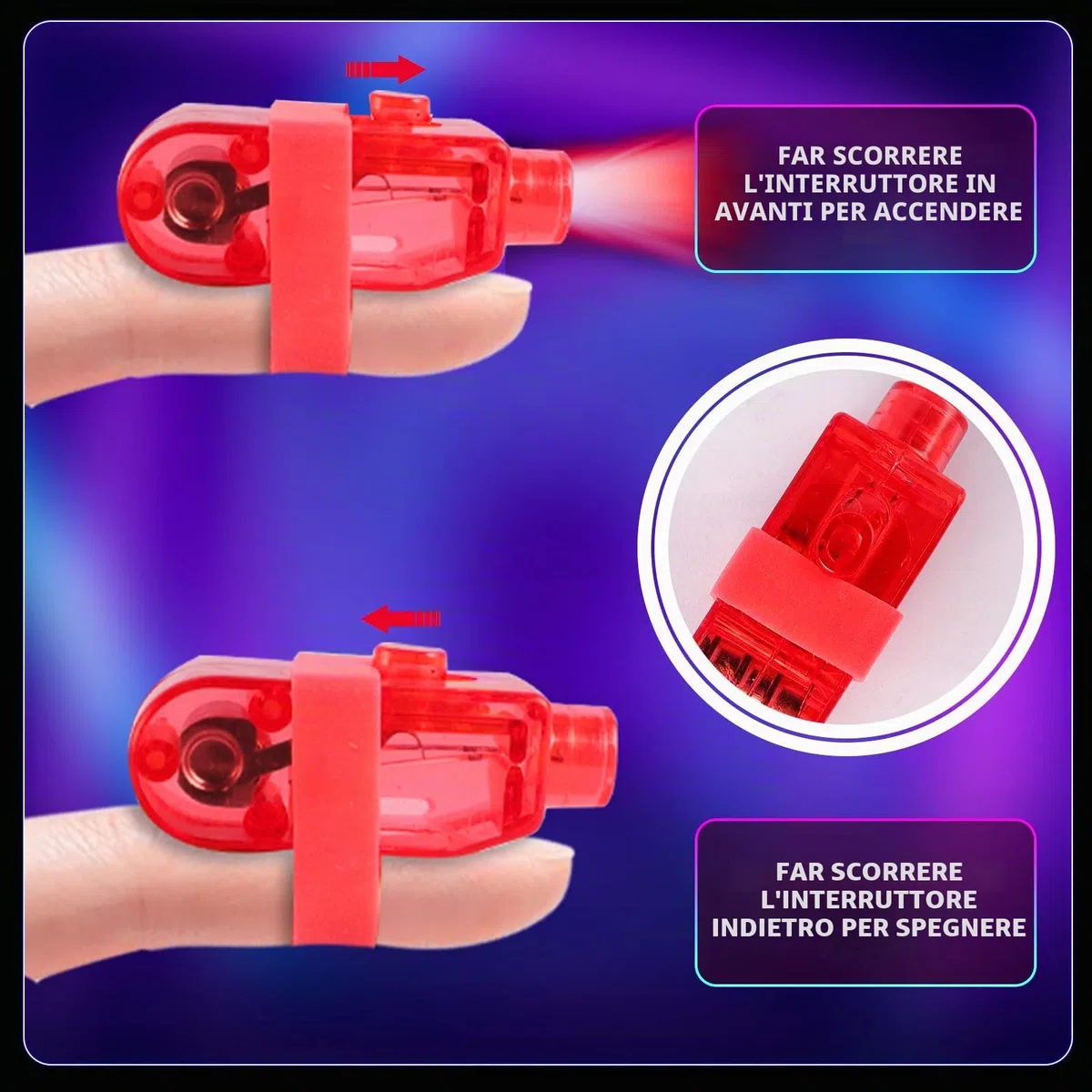 40 Pezzi Torcia a Led con Dita Colorate a Led, Anello a Dito Luminoso, Torce a Led da Agganciare Alle Dita, Torcia per Bambini, per Feste, Balli, Discoteche