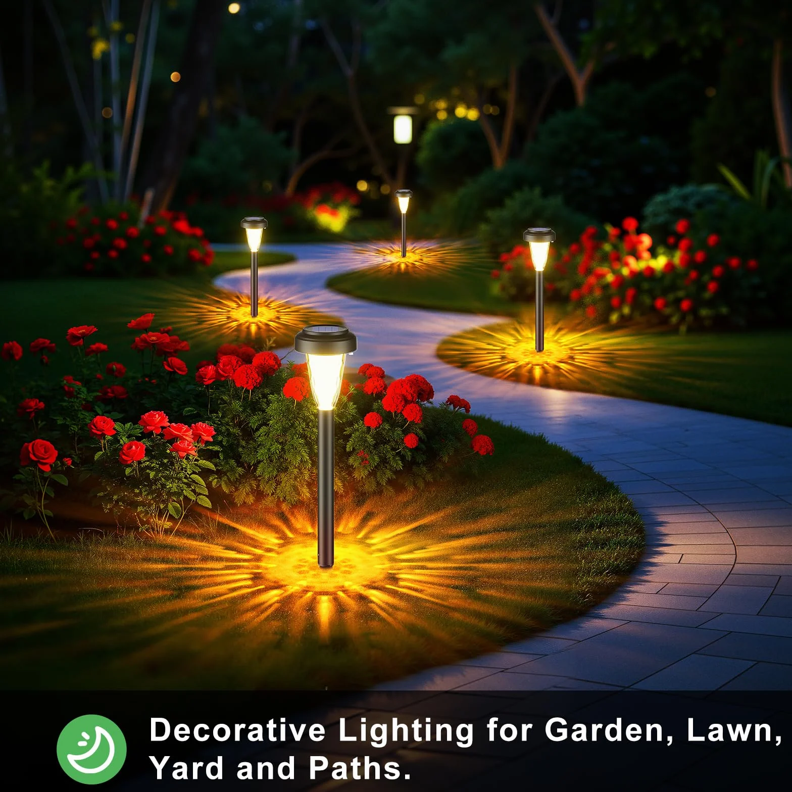 FIFlying Lampada Solare Giardino Esterno 8 Pezzi, 2 Modalità Bianca Calda Luci da Esterno Giardino Solare, IP65 Impermeabile Luci Solari Esterno per Giardino, Cortile, Sentieri, Prato, Paesaggio