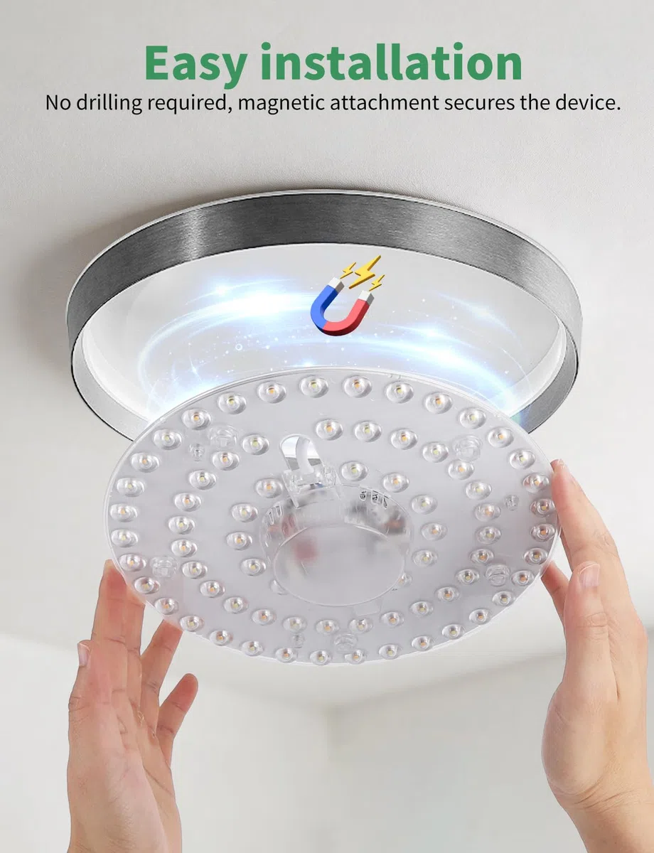 Aigostar Modulo Plafoniera LED - Pannello 32W 3400LM, 3CCT (3000K/4000K/6500K), Base Magnetica, Facile Installazione, Universale per Plafoniere e Lampadari (D230mm)