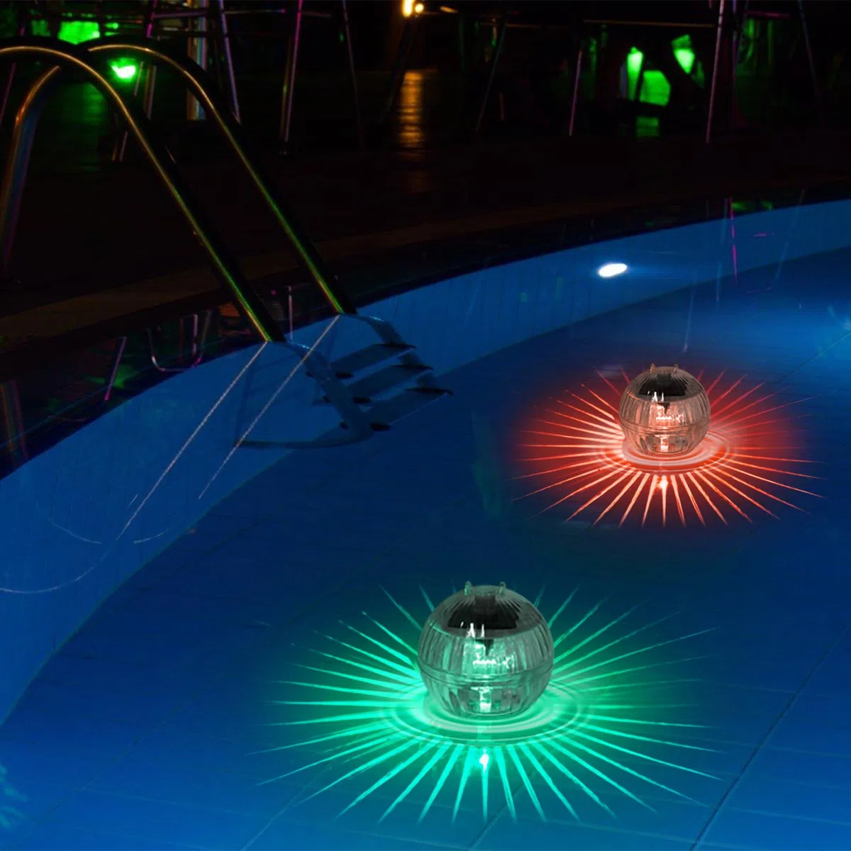 Set di 2 lampade solari per piscina subacquea, lampade a LED per laghetto con 7 cambi di colore, lampade solari impermeabili per piscine IP44, lampade multicolori per piscine subacquee