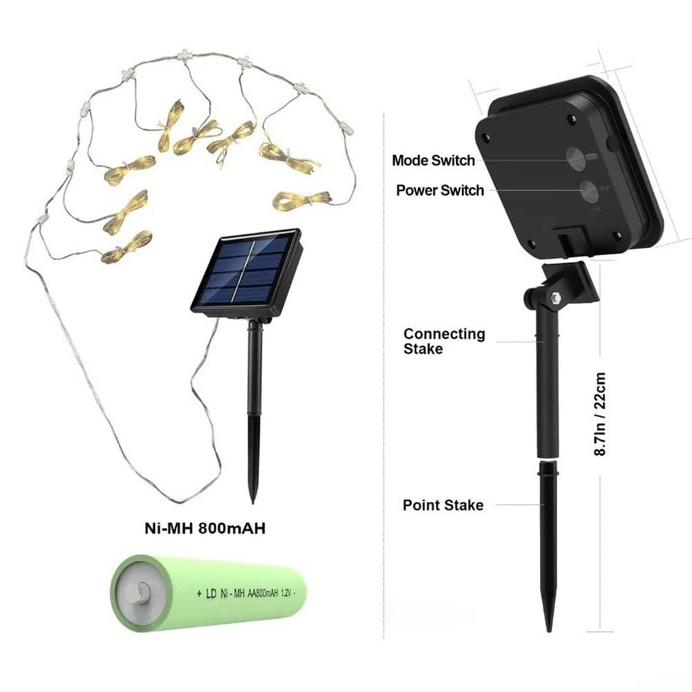 Luci per ombrellone, ad energia solare, impermeabili, per esterni, patio, 8 modalità, 104 LED, per giardino, patio, campeggio, tenda, decorazione per feste (bianco caldo)