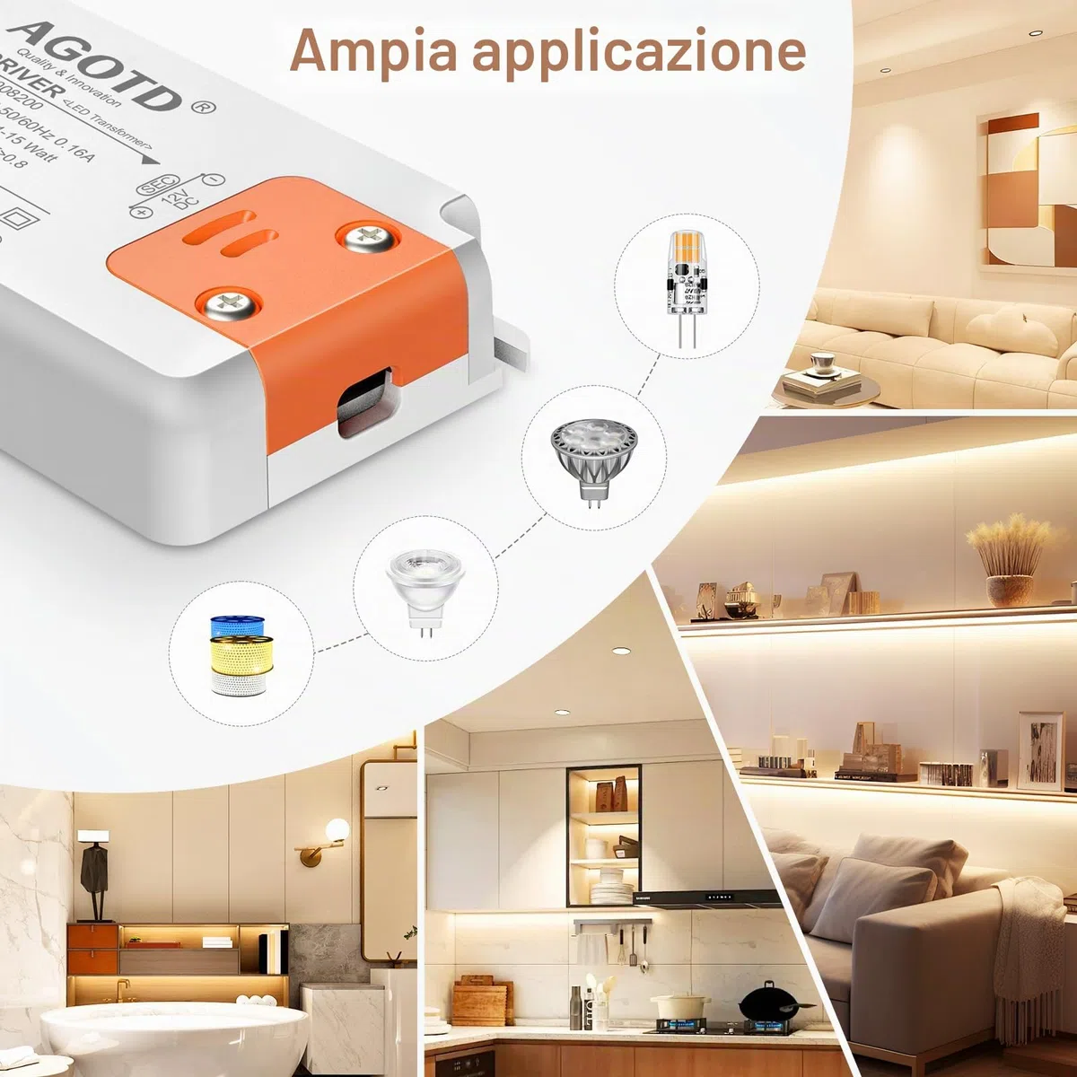 Trasformatore LED ingresso 220-240V uscita DC 12V 1.25A 15W lampadina LED driver convertitore driver alimentazione di tensione costante