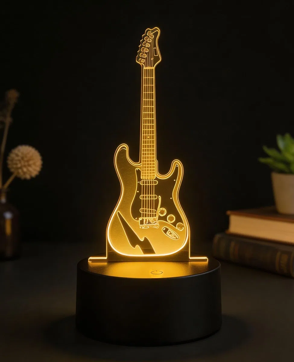 Lampada 3D Chitarra, Lampada LED Comodino Intelligente 7 Colori, Luce Notturna Adolescente Decorativa Per Camera Da Letto, Regalo Compleanno Per Ragazzi E Ragazze