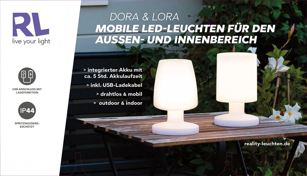 Reality Leuchten r57071101 a +, Batteria Lampada da esterno LED, acrilico, 1,5 Watts, Bianco, 13.0 x 13.0 x 20.5 cm