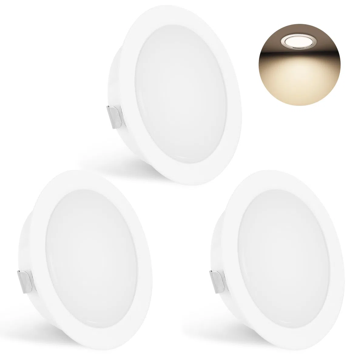 YindaLux Set di 3 Faretti LED da Incasso 230V 3W 4000K Neutro, 15mm Ultra Piatti per Cartongesso, 300LM Apertura Soffitto 55-58mm, IP44 Soffitto, Bianco