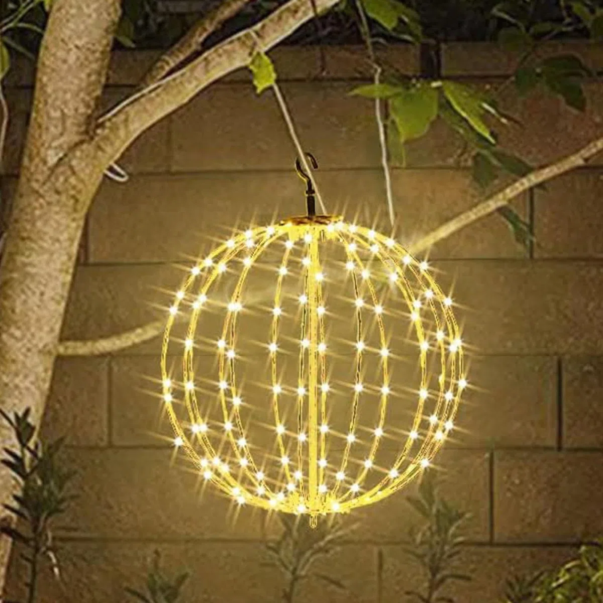 Zibeem Luci A Sfer a Di Natale, Illumina La Sfer a Di Natale Sospesa, Palla Luminosa A LED Sospesa Ornamento Pieghevole In Metallo Con Luci, Lucine Per Il Balcone Della Stanza Interna