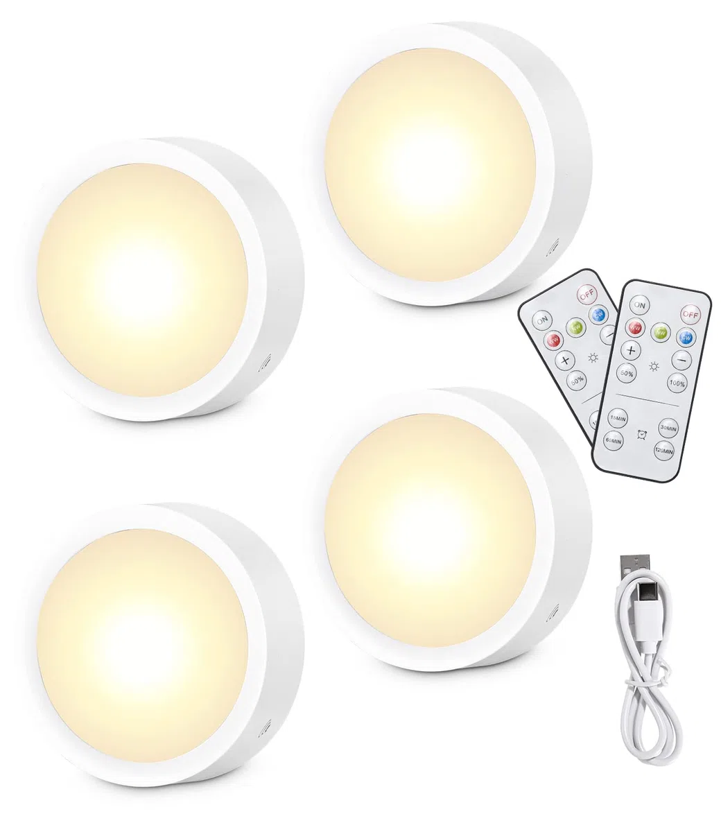Zawaer Luce Sottopensile Cucina Led, 4Pcs Luce Notturna Ricaricabile, 3 Colori Dimmerabili,5 Livelli di Luminosità, con Telecomandi, Luci Armadio Touch con Timer, Magnetica (con Adesivo in Metallo)