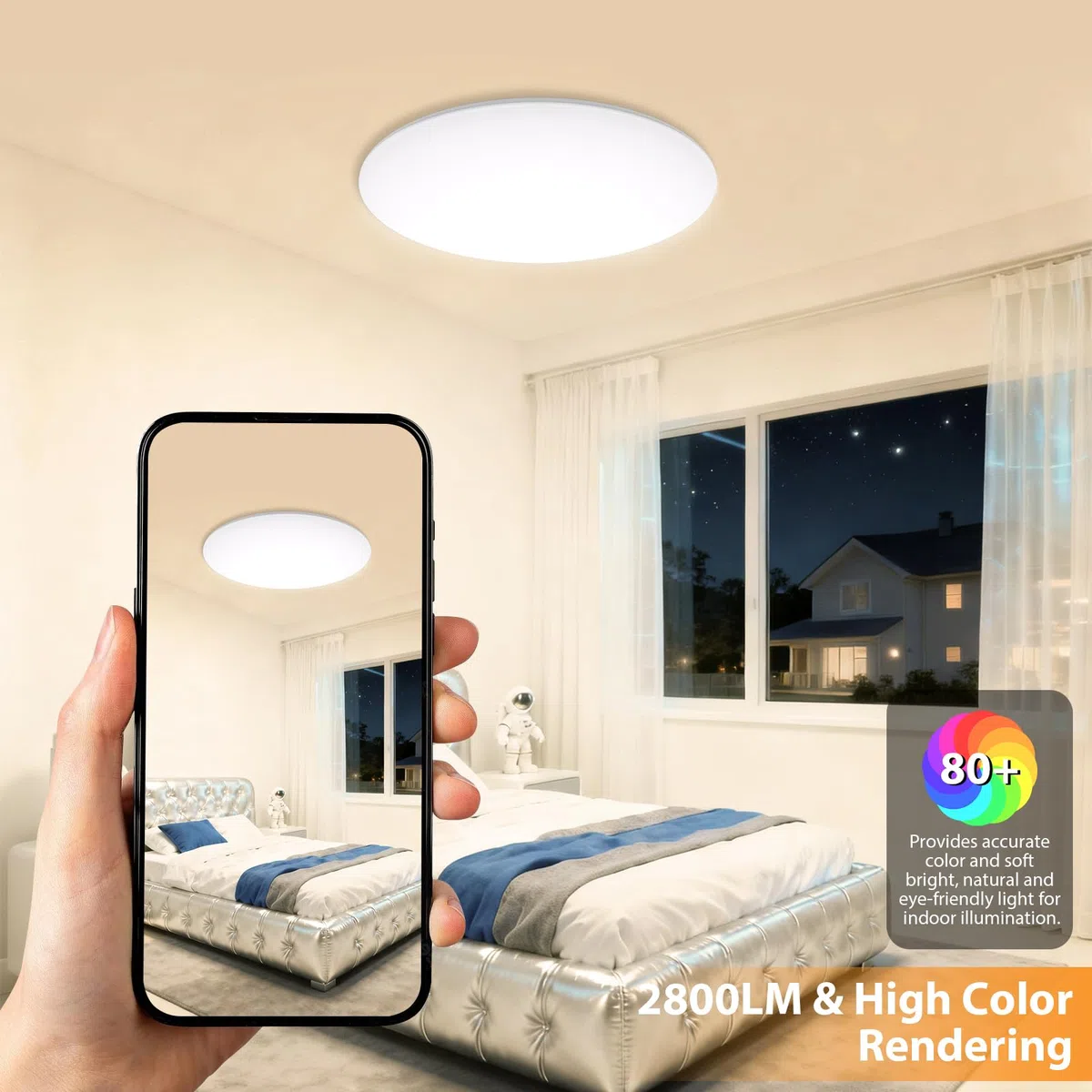 Plafoniera LED 30CM 24W 2800 Lumen Impermeabile IP54 Plafoniera a LED Ultrasottile 4000K Adatta per Soggiorni Bagni Camere da Letto Cucine e Uffici