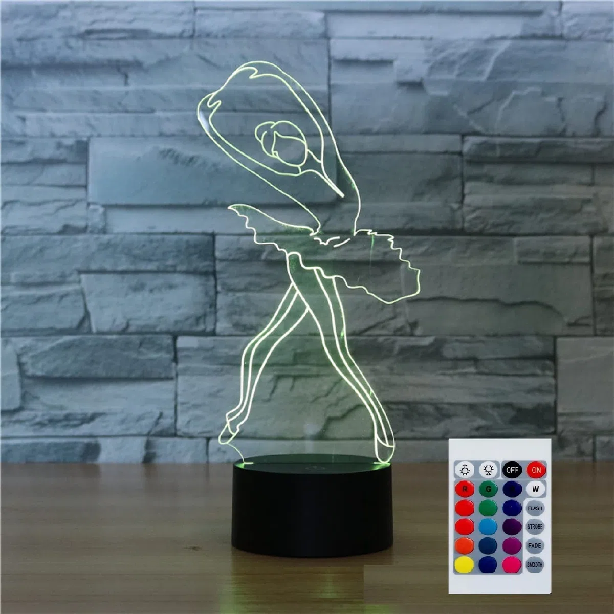 Luce notturna 3D per bambini a forma di ballerina con telecomando, lampada LED a 16 colori intercambiabili, regalo di Natale o compleanno per bambini