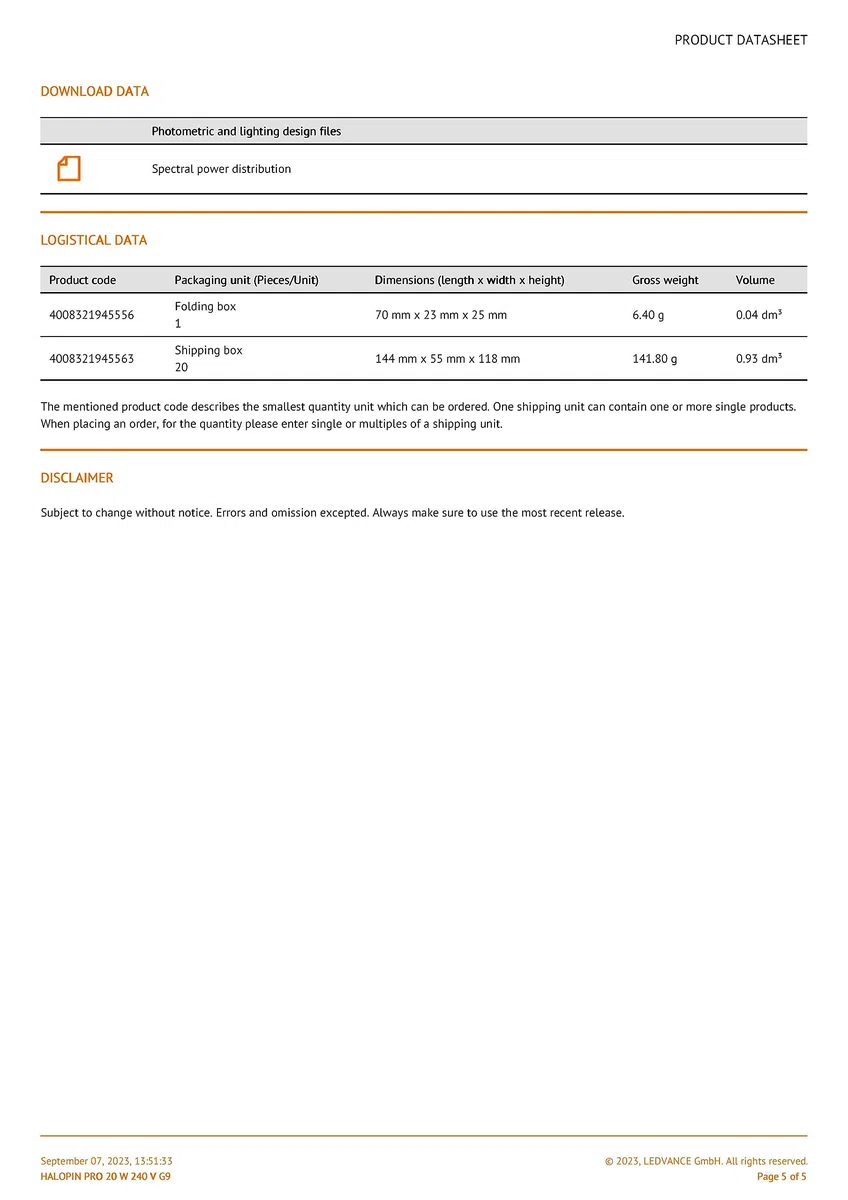 Osram Halopin Pro, lampadina equivalente a capsula alogena, G9 W 240 V 2PIN G9, confezione da 20 827 Warm White