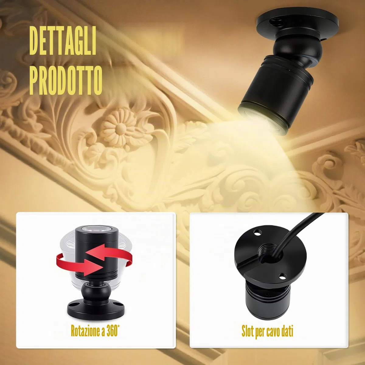 4PCS Mini Faretti a Spot, USB 5V 1W Vetrina per Gioielli Luci LED Spot, Piccola Luce D'accento, Faretti da Lncasso a LED per Vetrine, Gioielli, Armadi, Modelli