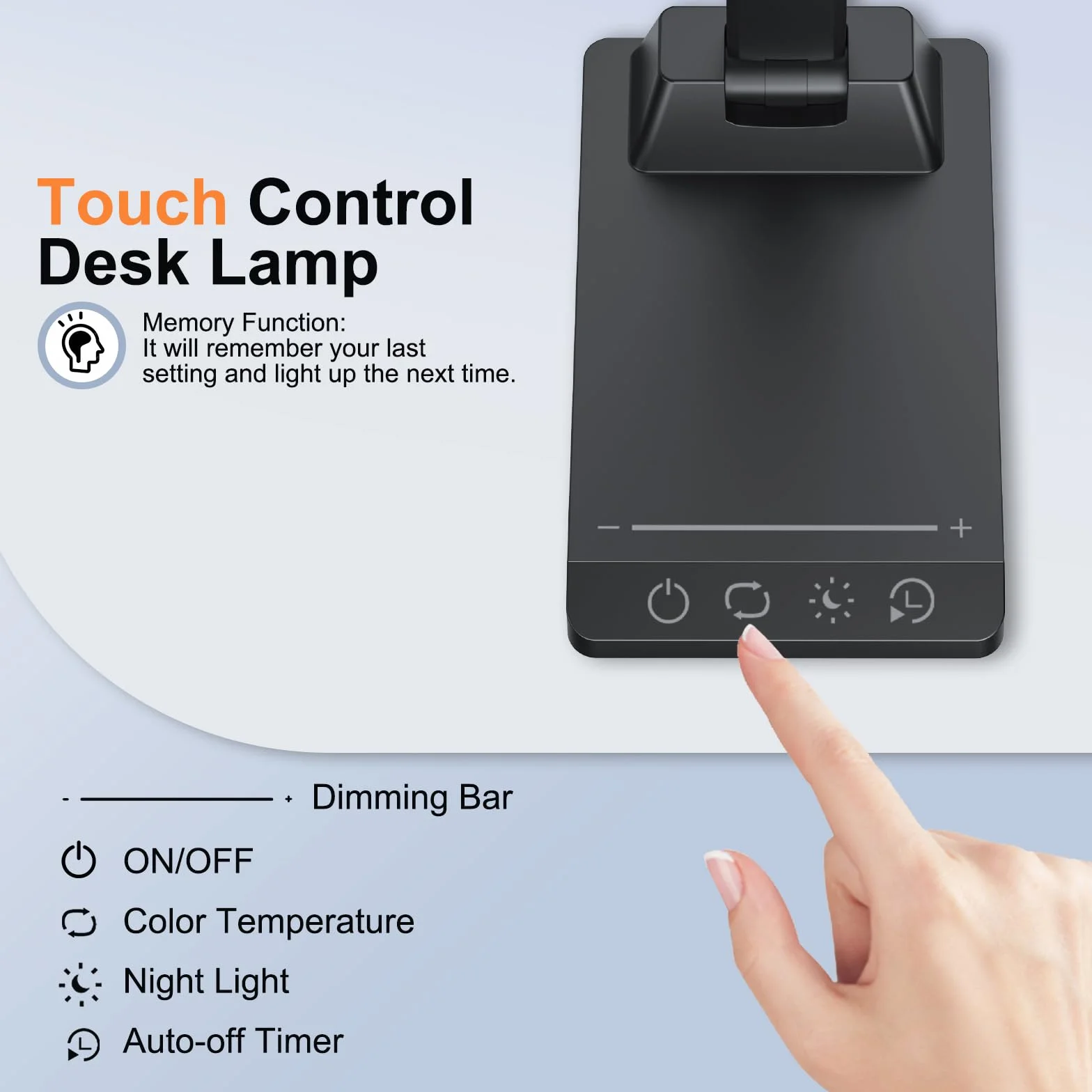 Lampada da Scrivania, Lampada da Tavolo, 5 Modalità di Luce x 10 Livelli di Luminosità, USB Lampada Scrivania, Timer 30/60min Lampada Led da Tavolo, Nero